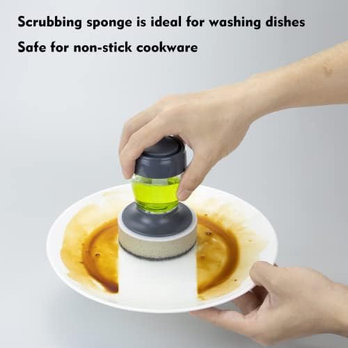 DAPOWER Dish Brush with Soap Dispenser 2-Pack Combo Set