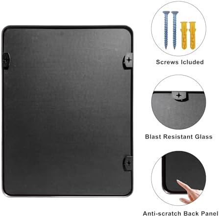 Inbenioso 40x30 Silver Aluminum Framed Mirror with Rounded Corners