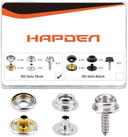 HAPDEN 350 Pcs Marine Grade Snap Fasteners Kit 1