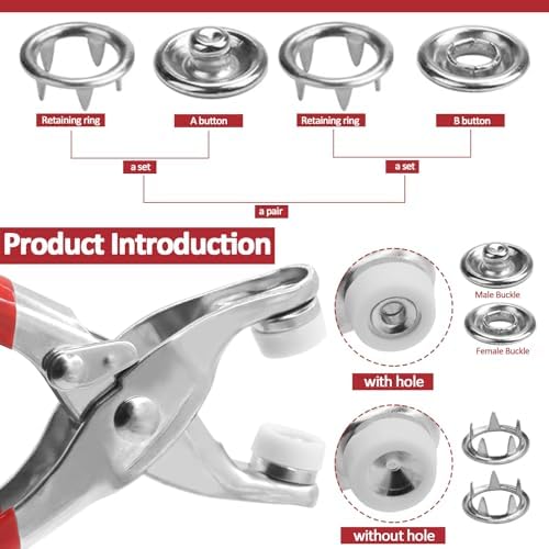 RYKOMO 200 Sets Snaps Fastener Kit No Sewing