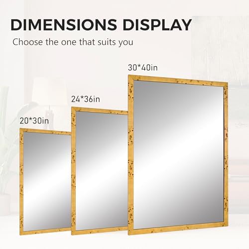 Rustic 30x40 Inch Wooden Framed Bathroom Mirror