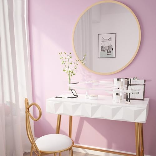 LXP Round Makeup Mirror with Wooden Frame 40cm