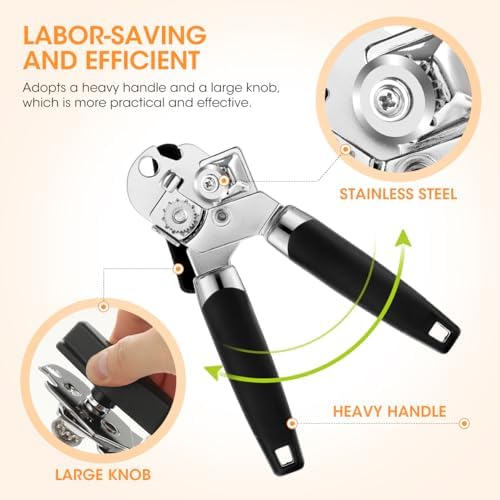 Aieve Manual Can Opener 3 Pack - Smooth Edge Jar Opener Wine Opener