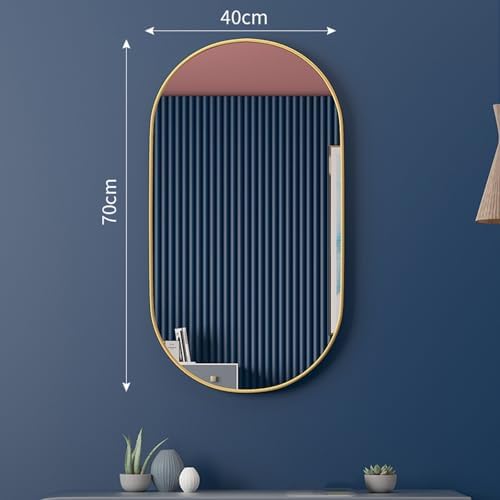 Oval Bathroom Mirror with Aluminum Frame Black 70x40cm