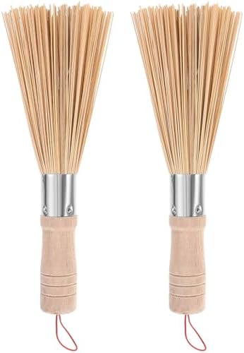 Luxshiny 2pcs Bamboo Cleaning Brush for Kitchen and Home Use
