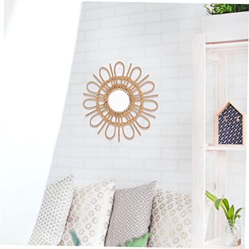CORHAD Hand-Woven Bamboo Makeup Mirror Wall-Mounted Decorative
