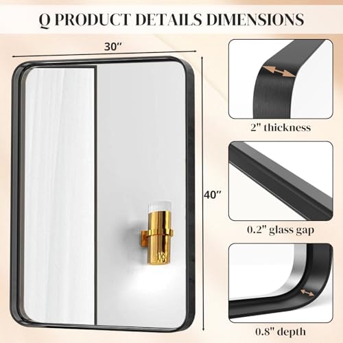 Bed Bath Beyond Glass Mirror 40x30 Inch Matte Black Frame