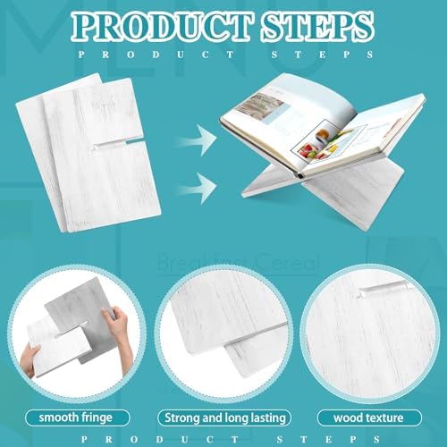 Geetery Bamboo Book Stand for Cookbooks Textbooks White