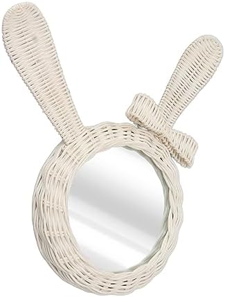 TITA-DONG Woven Wall Mirror Rabbit Shape Retro Decor