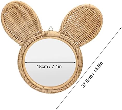Cute Monkey Head Boho Rattan Wall Mirror