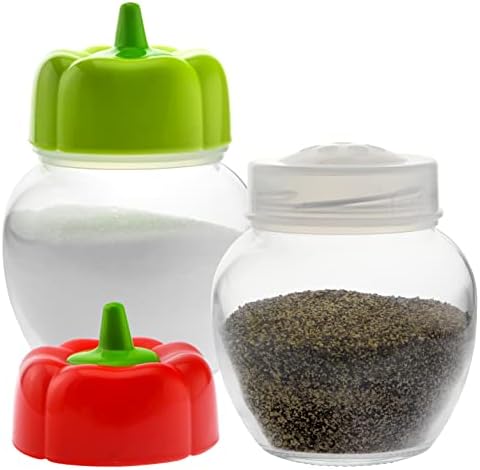 Tribello Seasoning Shaker Set Of 2 Glass Jar With Pepper Lid