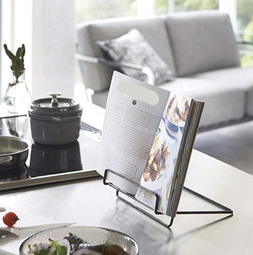 QUQUQ Cookbook Holder for Kitchen Counter Adjustable Recipe Book Stand White