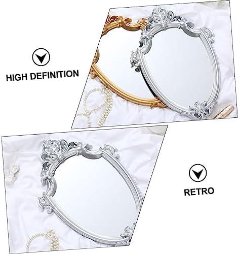 NOLITOY Elegant Embossed Mirror Wall-Mounted Vanity Mirror Luxury Antique Framed