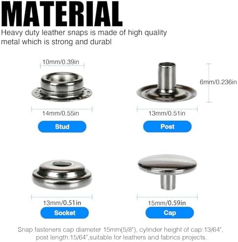 INNETOC 70 Sets Heavy Duty Metal Snaps Kit
