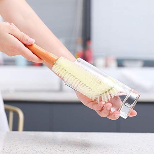 2Pcs Wooden Handle Bottle Brush for Cleaning Cups Glasses Sinks