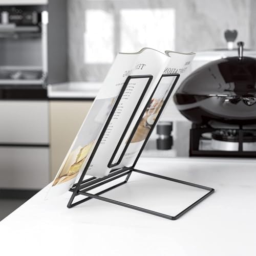 QUQUQ Cookbook Holder for Kitchen Counter Adjustable Recipe Book Stand White