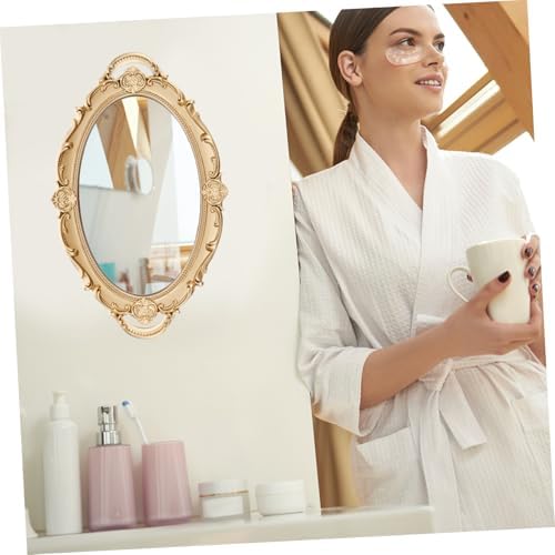 GLEAVI Baroque Wall Mirror with Gold Frame and Glass Tray