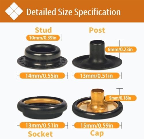 SUNOR 100 Sets Heavy Duty Snap Buttons Kit