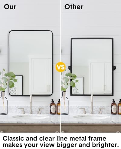 IDEALHOUSE 48x30 Inch HD Matte Black Wall Mirror
