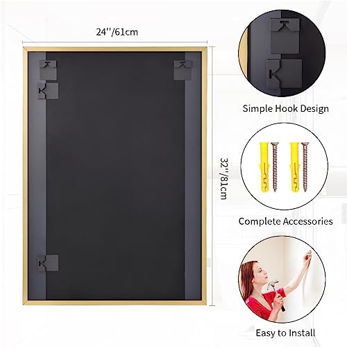Koonmi Gold Rectangle Wall Mirror 24x32 Inch 1