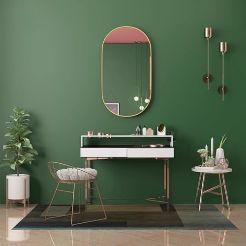 Oval Bathroom Mirror with Aluminum Frame Black 70x40cm