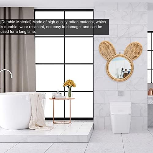 Cute Monkey Head Boho Rattan Wall Mirror