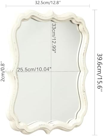 Rustic White Scalloped Wall Mirror 12x15