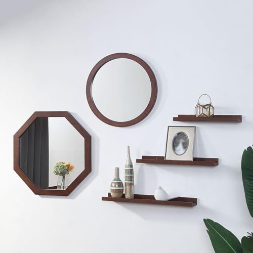 Wooden Framed Makeup Mirror - Round 492cm Wall Decor