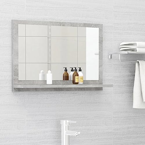 vidaXL Modern Wall Mounted Bathroom Mirror Concrete Grey