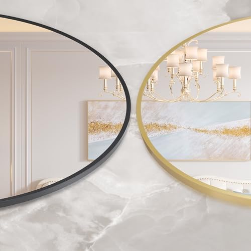 20 Inch Black Circle Mirror with Metal Frame