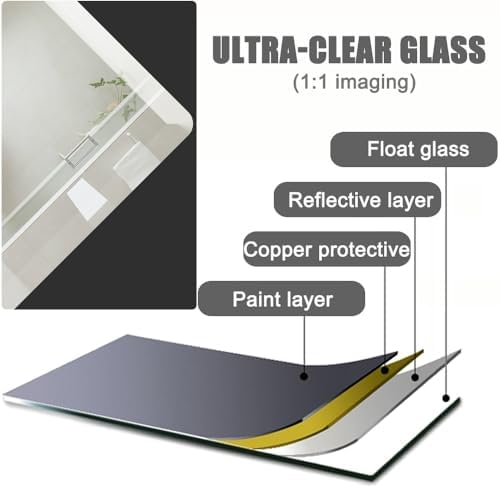 LTSRLL Frameless Wall Mirror 50x70cm Clear 40x60cm