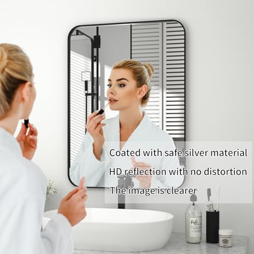 PAIHOME 30x40-Inch Matte Black Wall Mirror