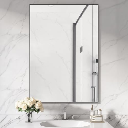 HOMECOOKIN Black Metal Bathroom Mirror 28x40 Inch