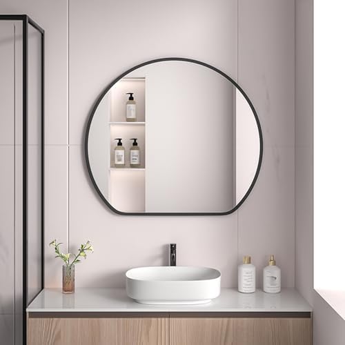 FLIPP Simple Semicircular Bathroom Mirror - 50cm Black