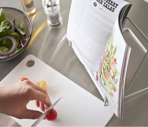 QUQUQ Cookbook Holder for Kitchen Counter Adjustable Recipe Book Stand White