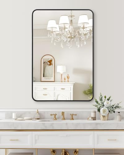 IDEALHOUSE 48x30 Inch HD Matte Black Wall Mirror