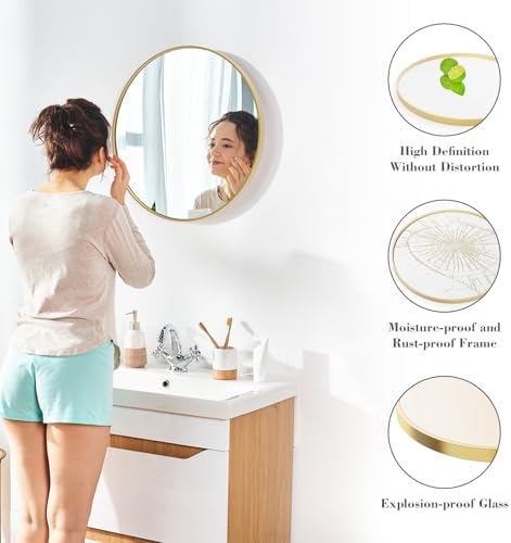 Brushed Aluminum Vanity Mirror with Shatterproof Glass