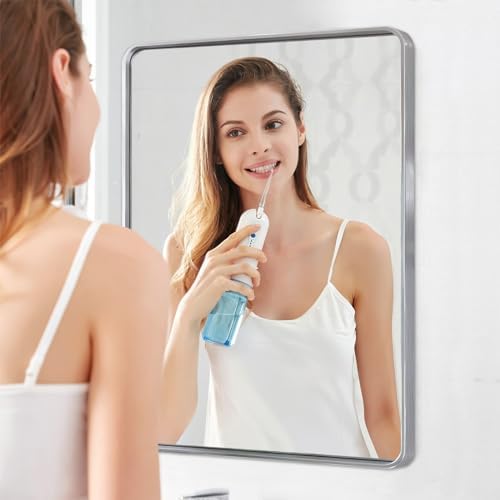 Cenhadam 12x16in Silver Frame Bathroom Mirror for Wall-Mounted Vanity