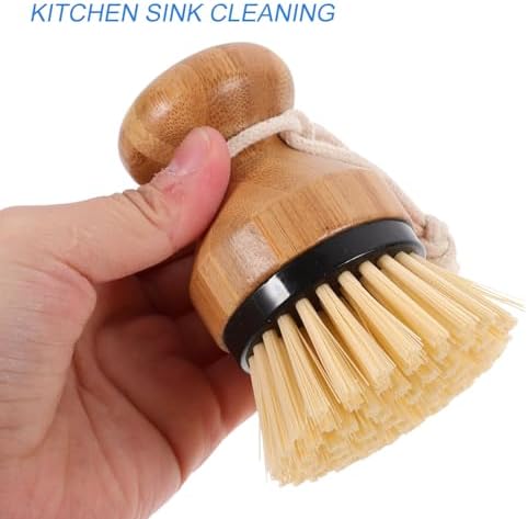 Cabilock 2pcs Bamboo Dish Cleaning Brush for Kitchen and Bathroom