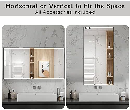 20x40 Inch Black Beveled Mirror for Bathroom 1