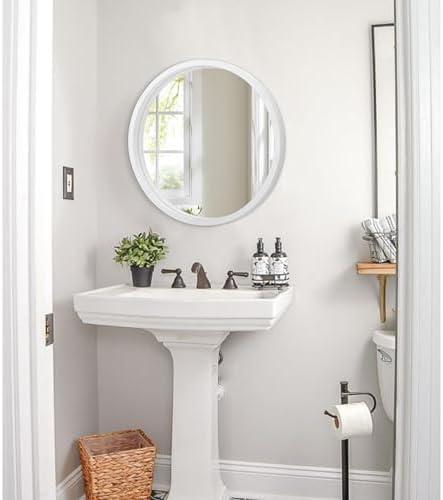 JJUUYOU 16 Inch Round Wall Mirror with Wood Frame 1