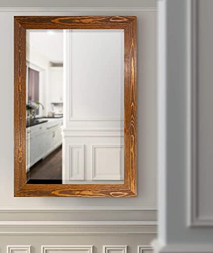 Rustic Maple Wooden Frame Body Mirror 41x29 Inches