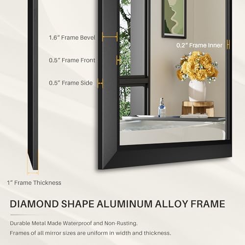 BRIIVUE 16x20 Black Bathroom Mirror with Metal Frame