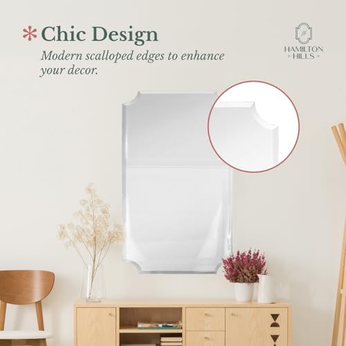 Hamilton Hills 24x36 Inch Scalloped Frameless Mirror