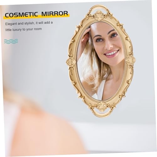GLEAVI Baroque Wall Mirror with Gold Frame and Glass Tray