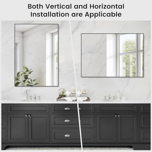 HOMECOOKIN Black Metal Bathroom Mirror 28x40 Inch