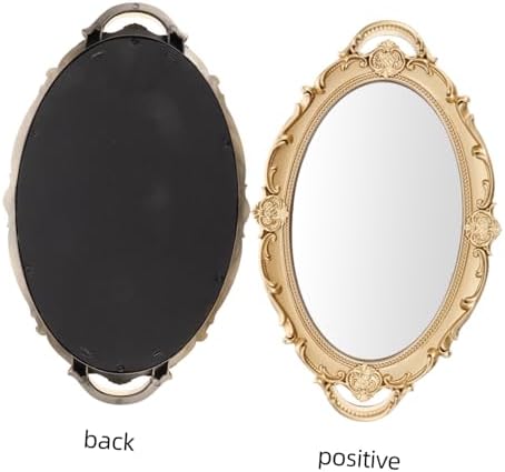 GLEAVI Baroque Wall Mirror with Gold Frame and Glass Tray
