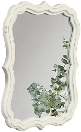 Rustic White Scalloped Wall Mirror 12x15