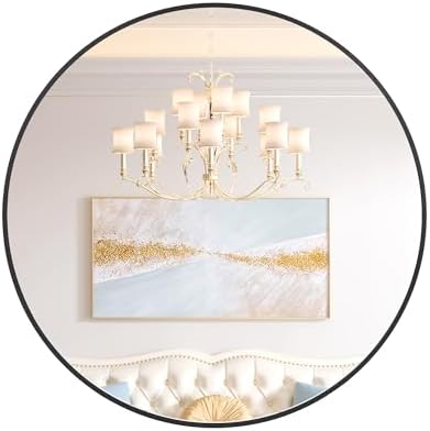 20 Inch Black Circle Mirror with Metal Frame