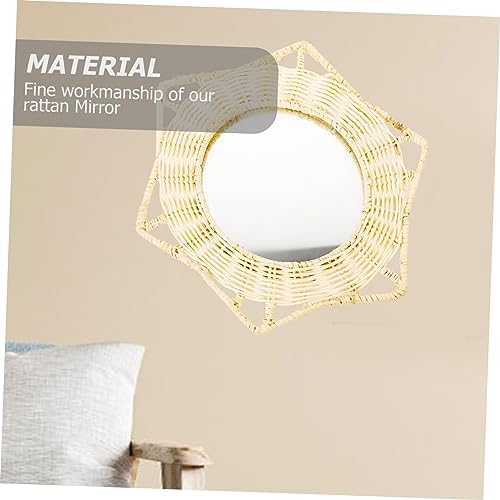 Vaguelly Rattan Wall Hanging Mirror for Bathroom